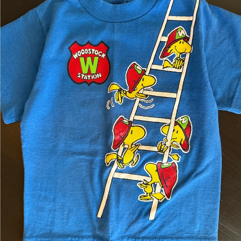 Vintage kids Blue Woodstock Station T-Shirt